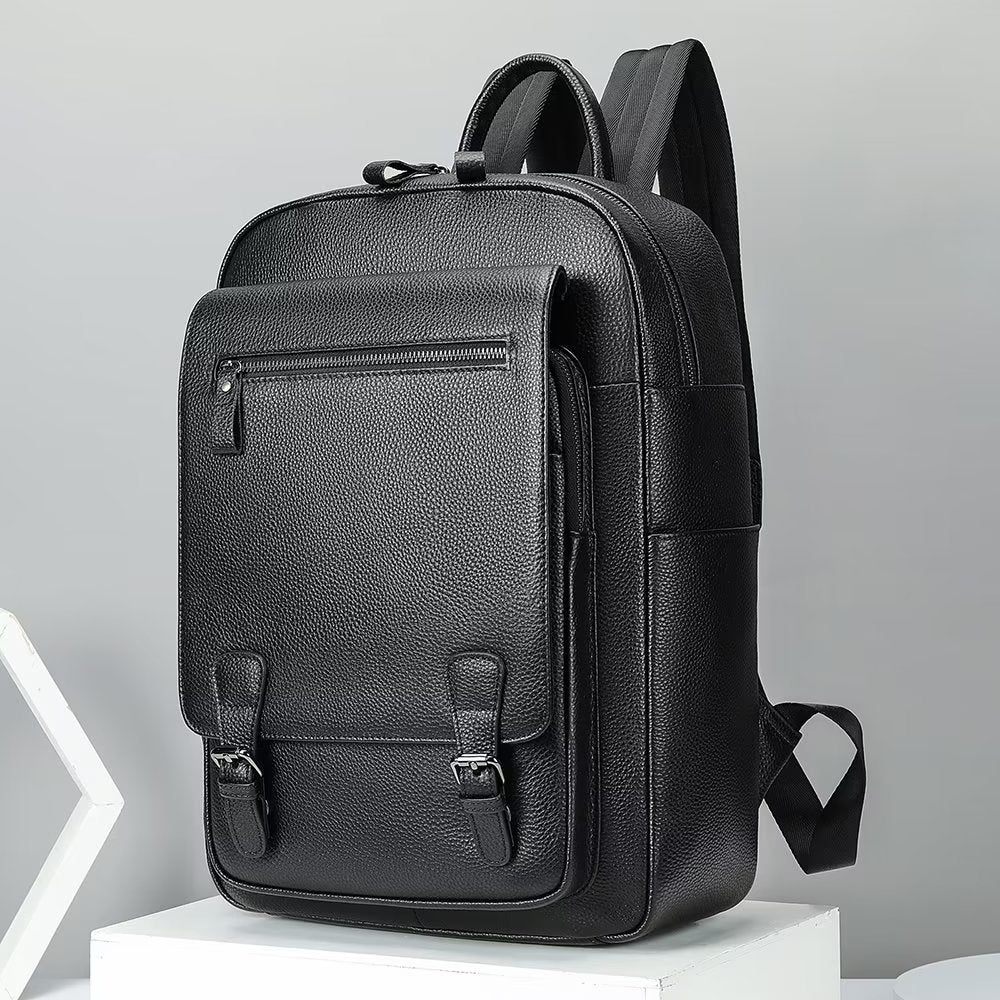 Sacs À Dos Pour Hommes Sac Technologique Voyage D'affaires Cuir Vache - Noir