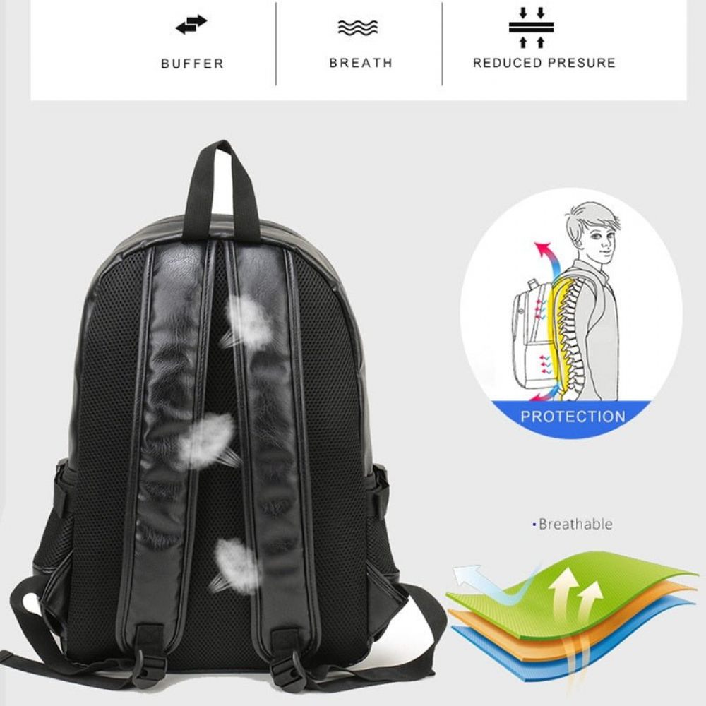 Sacs À Dos Pour Hommes Sac Voyage Cuir Imperméable - Noir