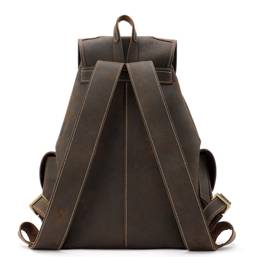 Sacs À Dos Pour Hommes Sac Voyage Cuir Luxe Ordinateur Portable - Café