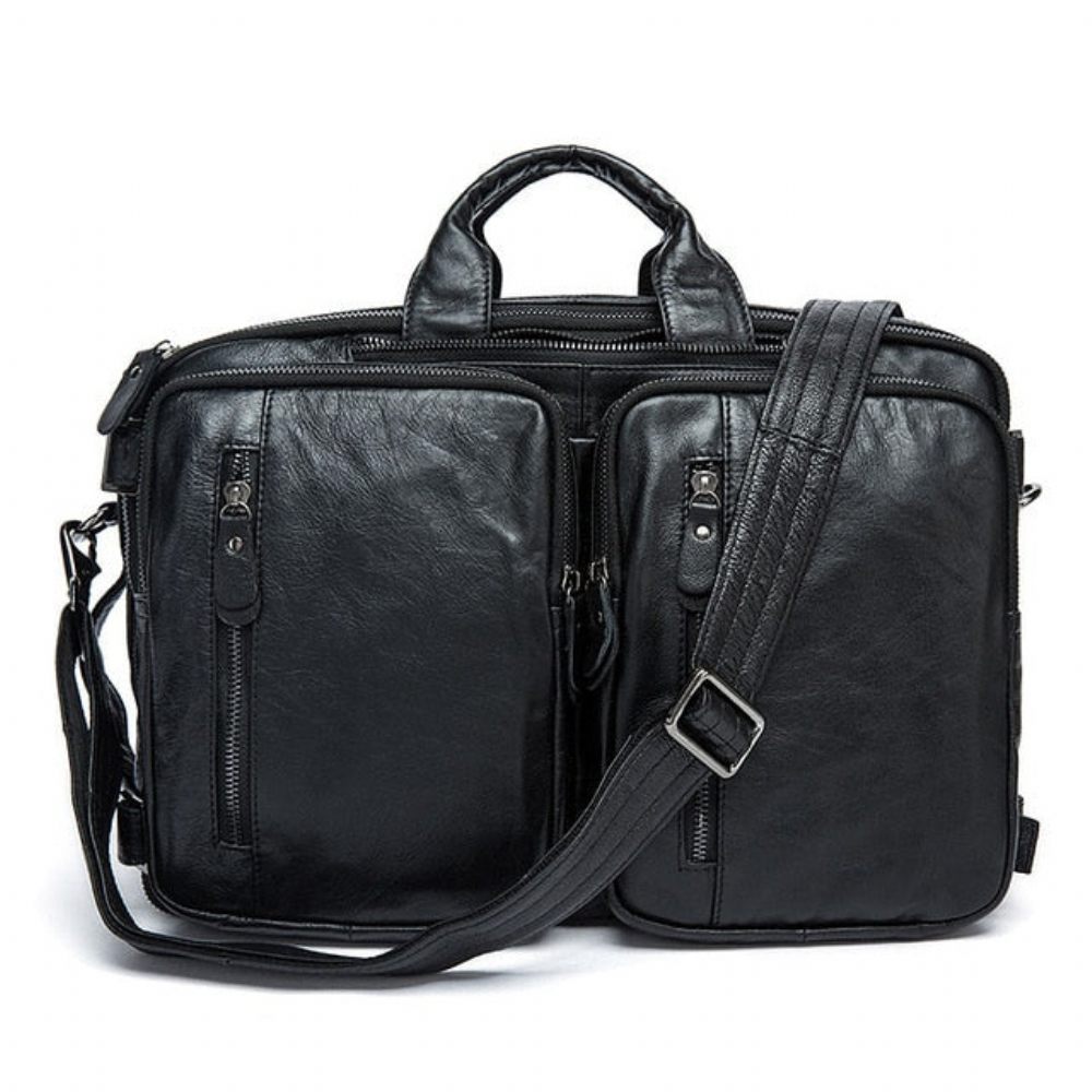 Sacs À Dos Pour Hommes Sac Voyage Ordinateur Portable Cuir Exotique Luxe - Noir