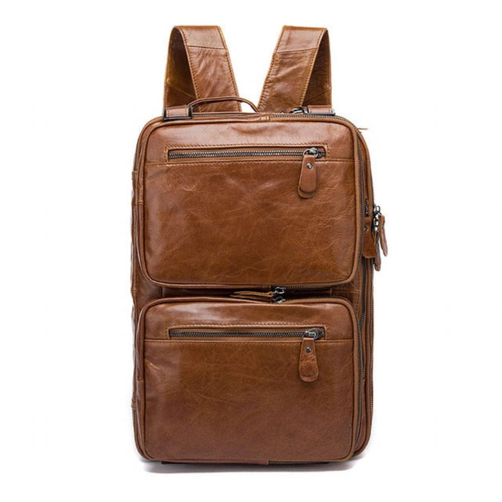 Sacs À Dos Pour Hommes Sac Voyage Ordinateur Portable Cuir Exotique Luxe - Café