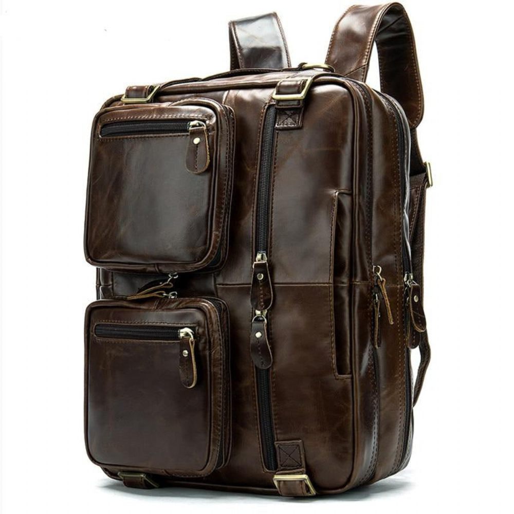 Sacs À Dos Pour Hommes Sac Voyage Ordinateur Portable Cuir Exotique Luxe - Café