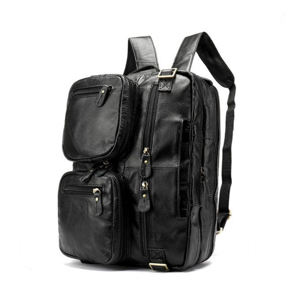 Sacs À Dos Pour Hommes Sac Voyage Ordinateur Portable Cuir Exotique Luxe - Noir Mat