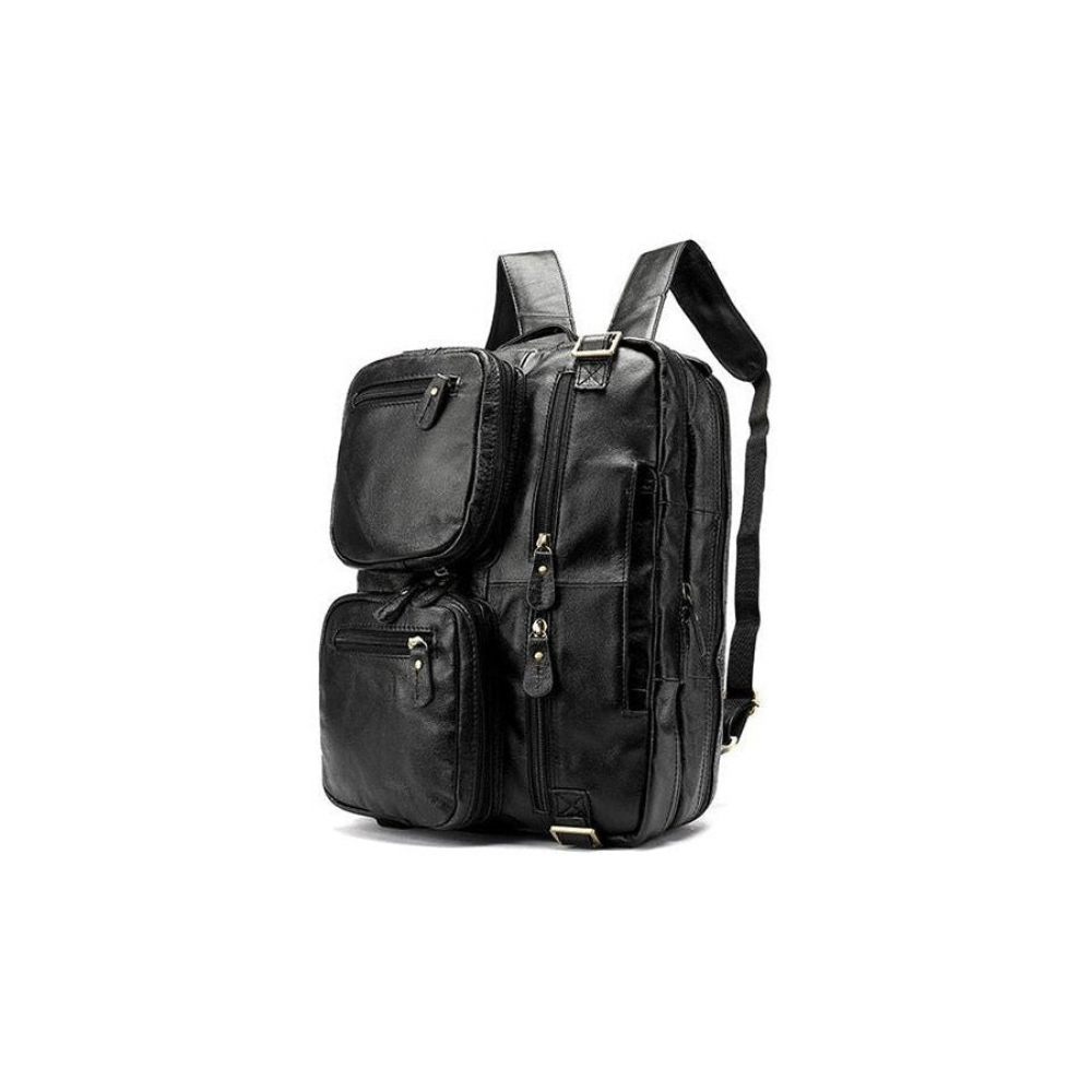 Sacs À Dos Pour Hommes Sac Voyage Ordinateur Portable Cuir Exotique Luxe - Noir Mat