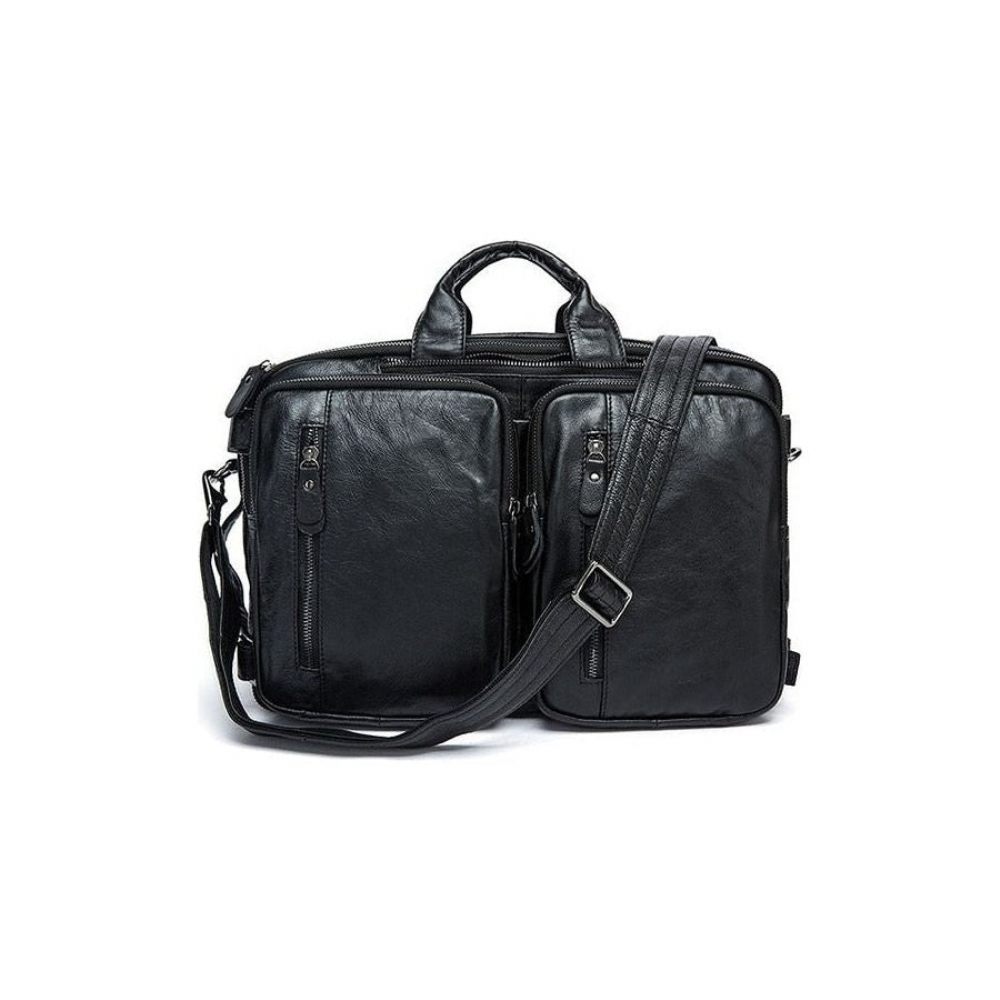 Sacs À Dos Pour Hommes Sac Voyage Ordinateur Portable Cuir Exotique Luxe - Noir Mat