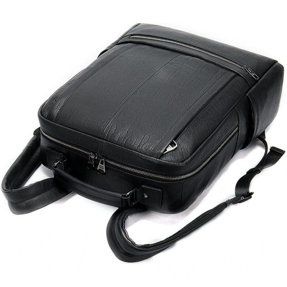 Sacs À Dos Pour Hommes Sac Voyage Ordinateur Portable Cuir Exotique Luxe - Noir