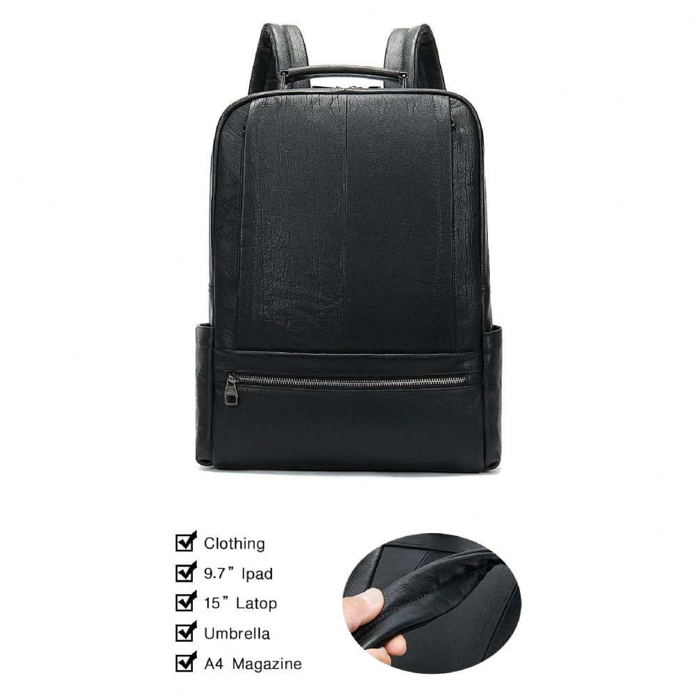 Sacs À Dos Pour Hommes Sac Voyage Ordinateur Portable Cuir Exotique Luxe - Noir