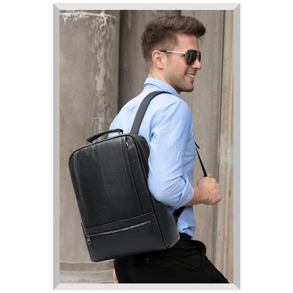 Sacs À Dos Pour Hommes Sac Voyage Ordinateur Portable Cuir Exotique Luxe - Noir