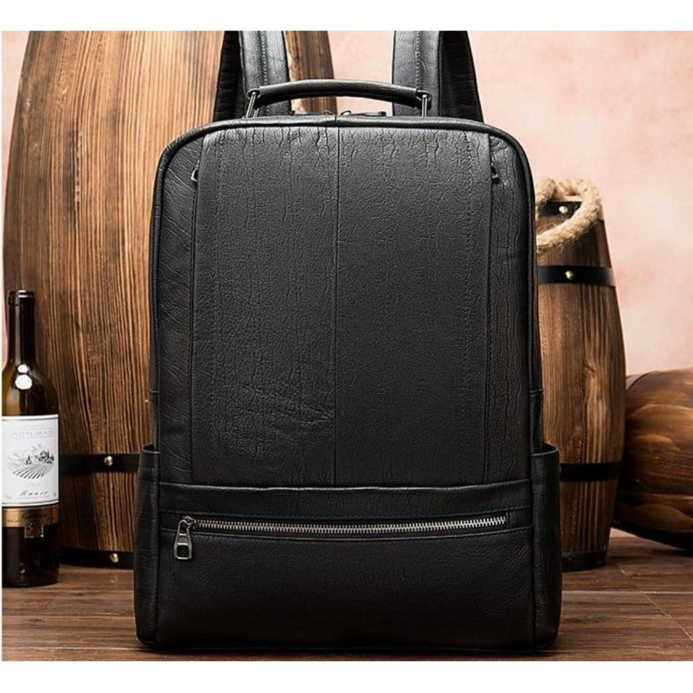 Sacs À Dos Pour Hommes Sac Voyage Ordinateur Portable Cuir Exotique Luxe - Noir