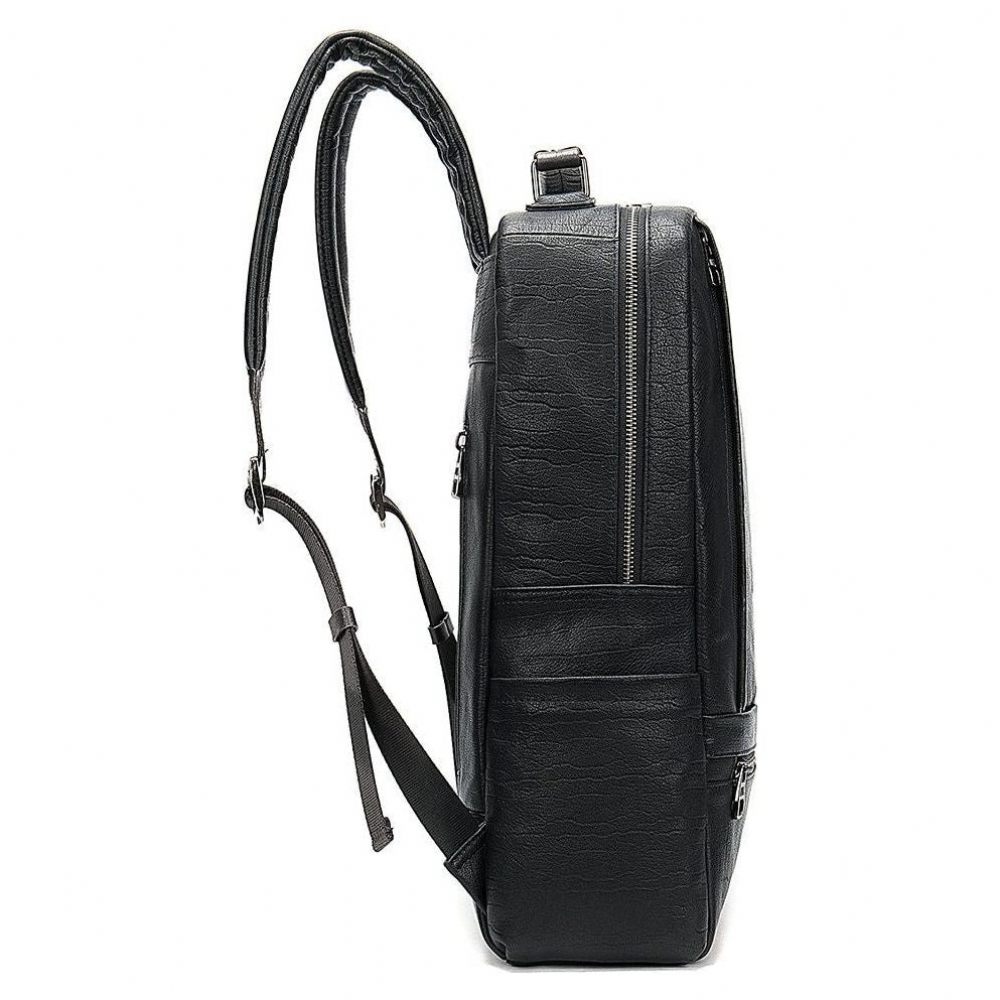 Sacs À Dos Pour Hommes Sac Voyage Ordinateur Portable Cuir Exotique Luxe - Noir