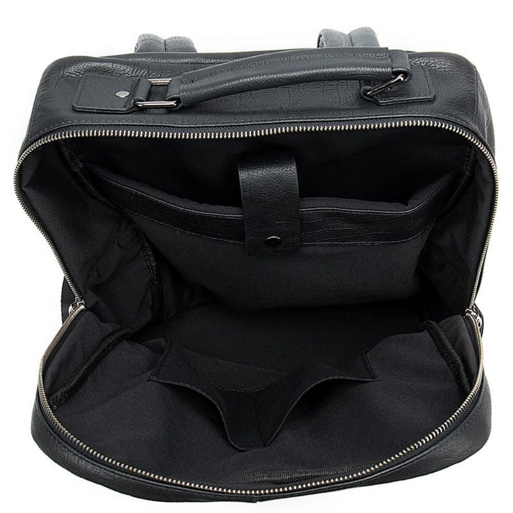 Sacs À Dos Pour Hommes Sac Voyage Ordinateur Portable Cuir Exotique Luxe - Noir