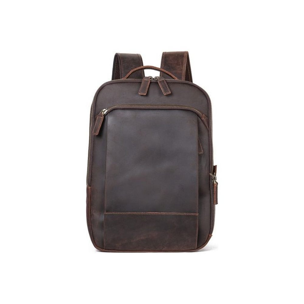 Sacs À Dos Pour Hommes Sac Voyage Ordinateur Portable Cuir Luxe Vintage - Café