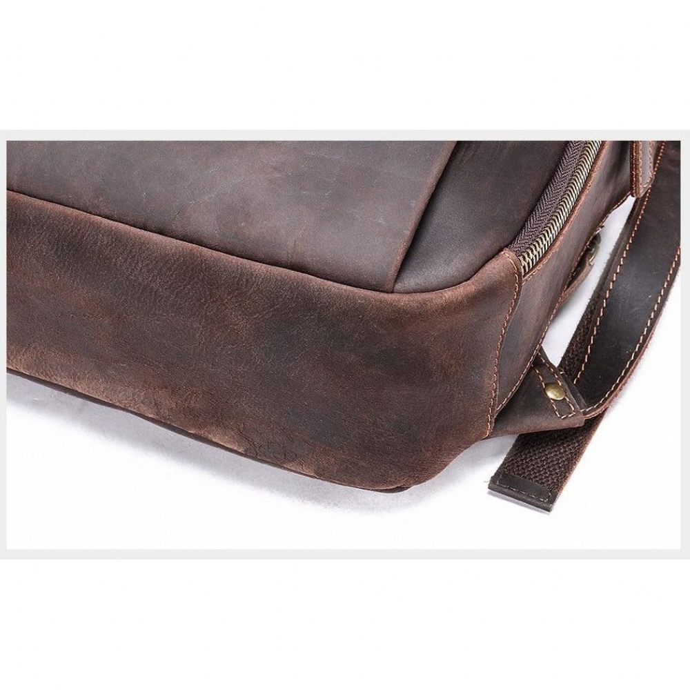 Sacs À Dos Pour Hommes Sac Voyage Ordinateur Portable Cuir Luxe Vintage - Café