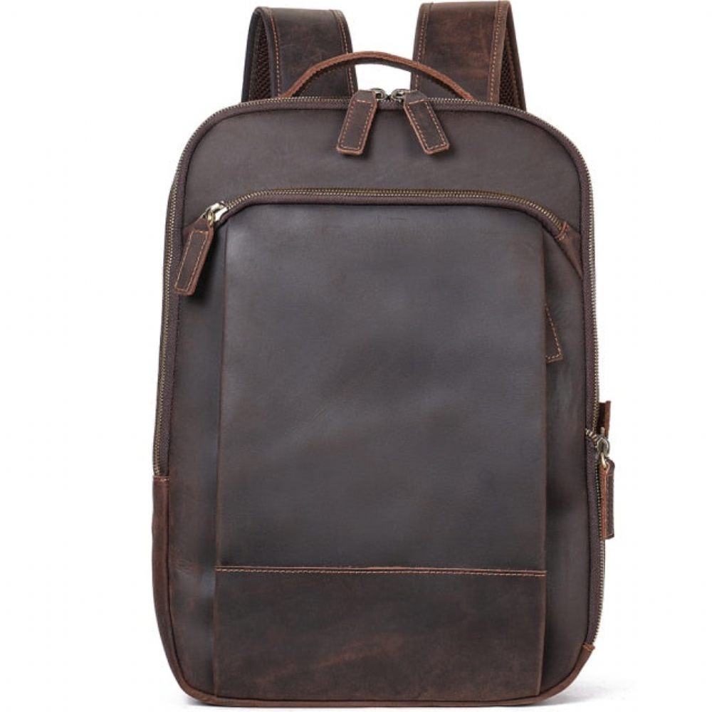 Sacs À Dos Pour Hommes Sac Voyage Ordinateur Portable Cuir Luxe Vintage - Café