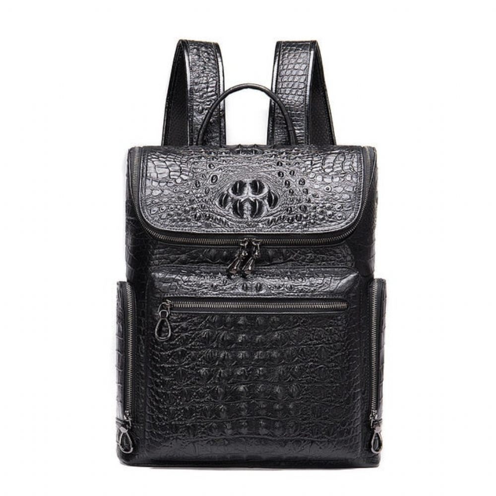 Sacs À Dos Pour Hommes Sac Voyage Technique Cuir D'alligator Vintage Chic - Noir