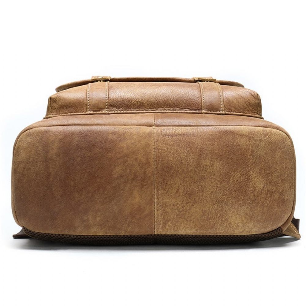 Sacs À Dos Pour Hommes Vintage Cuir Exotique Fermeture Éclair Softback Sac Mode - Café